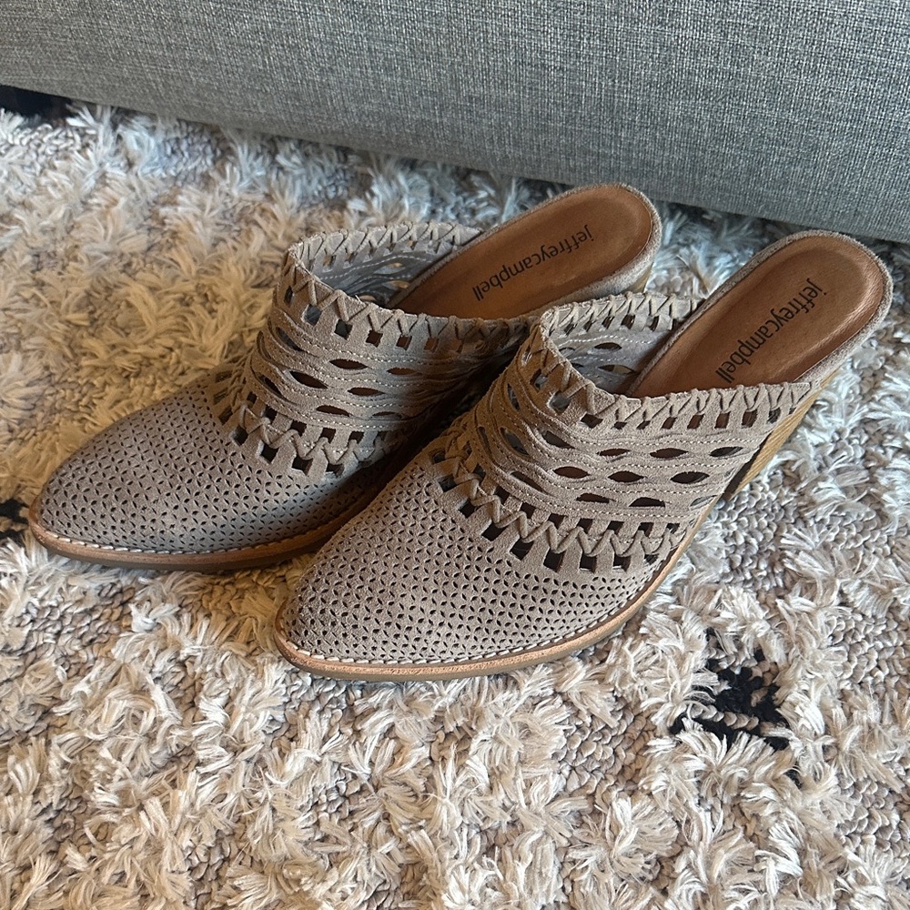 Jeffery Campbell gray mules